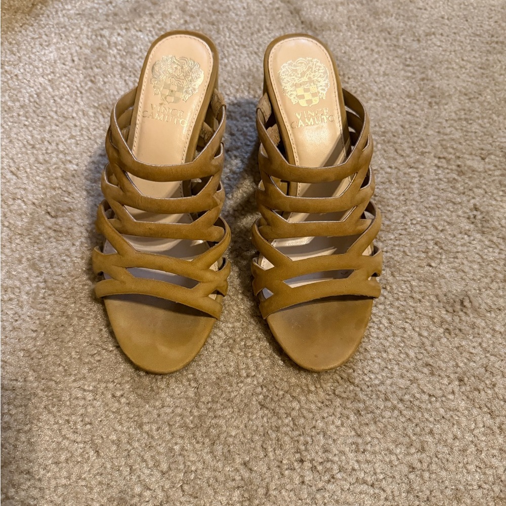 Vince Camuto Tan Strappy Block Heel Sandals - Women's - Picture 3 of 4